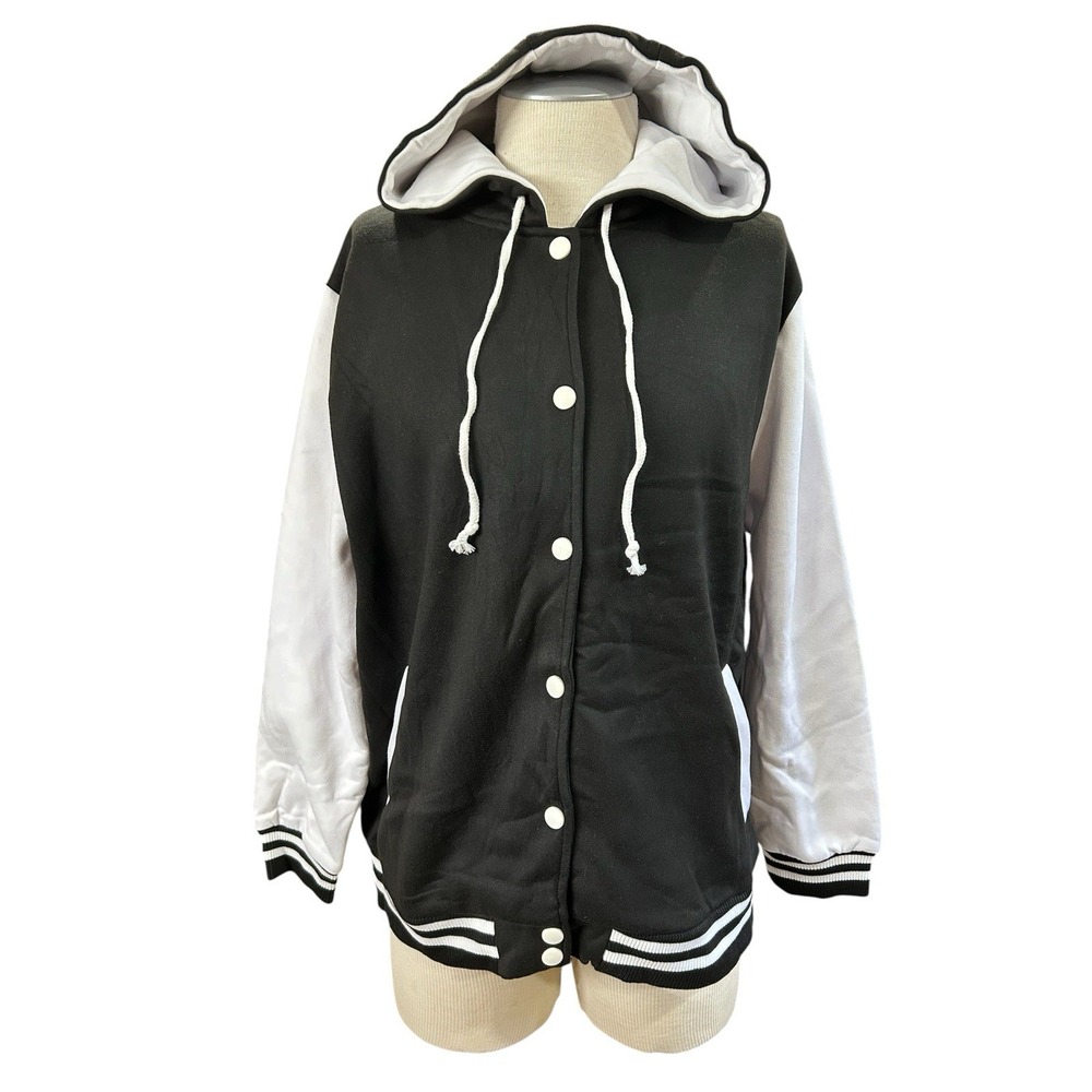 Jack‎ Smith Mens Hoodie Sweatshirt 2XL Black White Long Sleeve